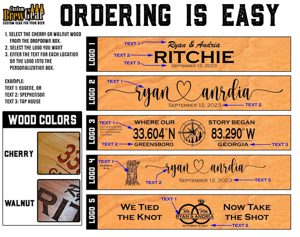 Personalized Heirloom Shot Board | Wedding Shot Board for Couples - Custom Brew Gear