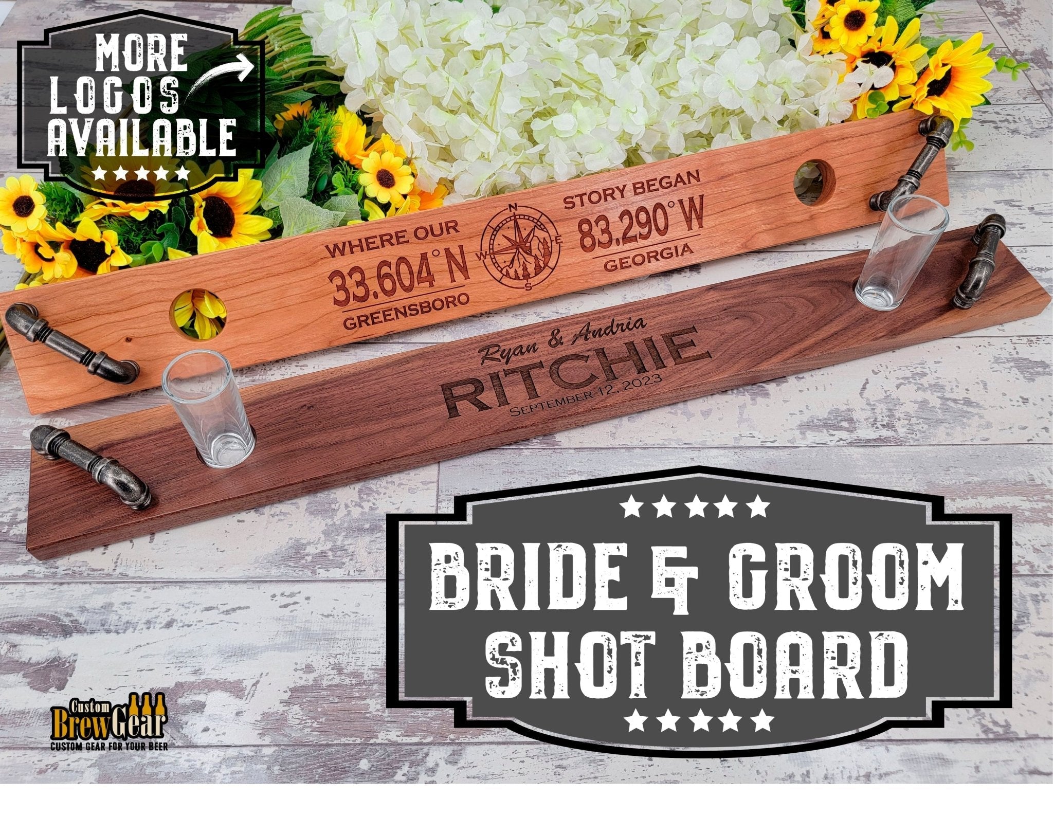 Personalized Heirloom Shot Board | Wedding Shot Board for Couples - Custom Brew Gear