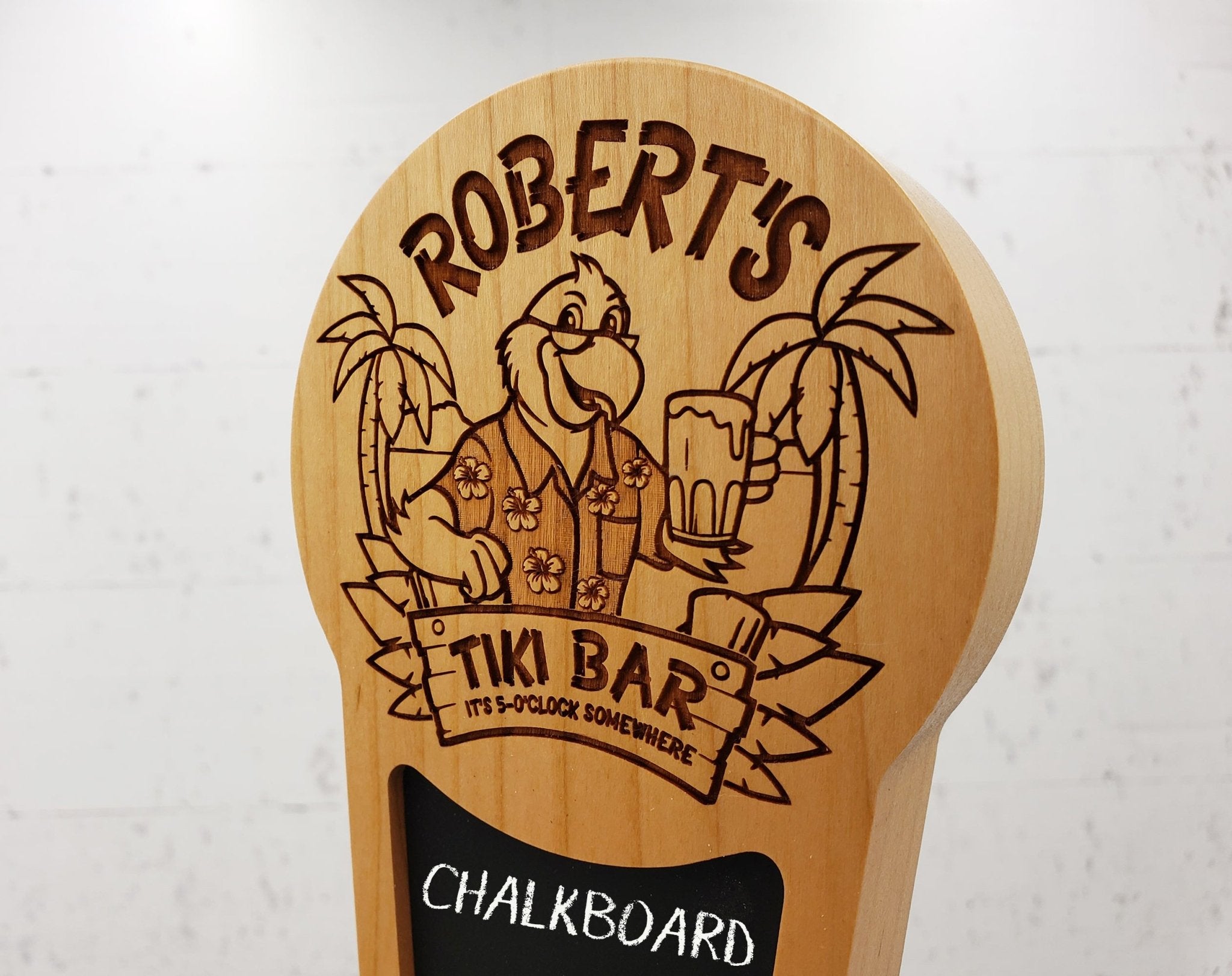 Tiki Bar Tap Handle with Chalkboard Insert - Laser Engraved - Custom Brew Gear